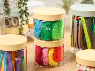 Buydeem CS1013 Yellow 500ml Glass Jars (Set of 3) with Lids