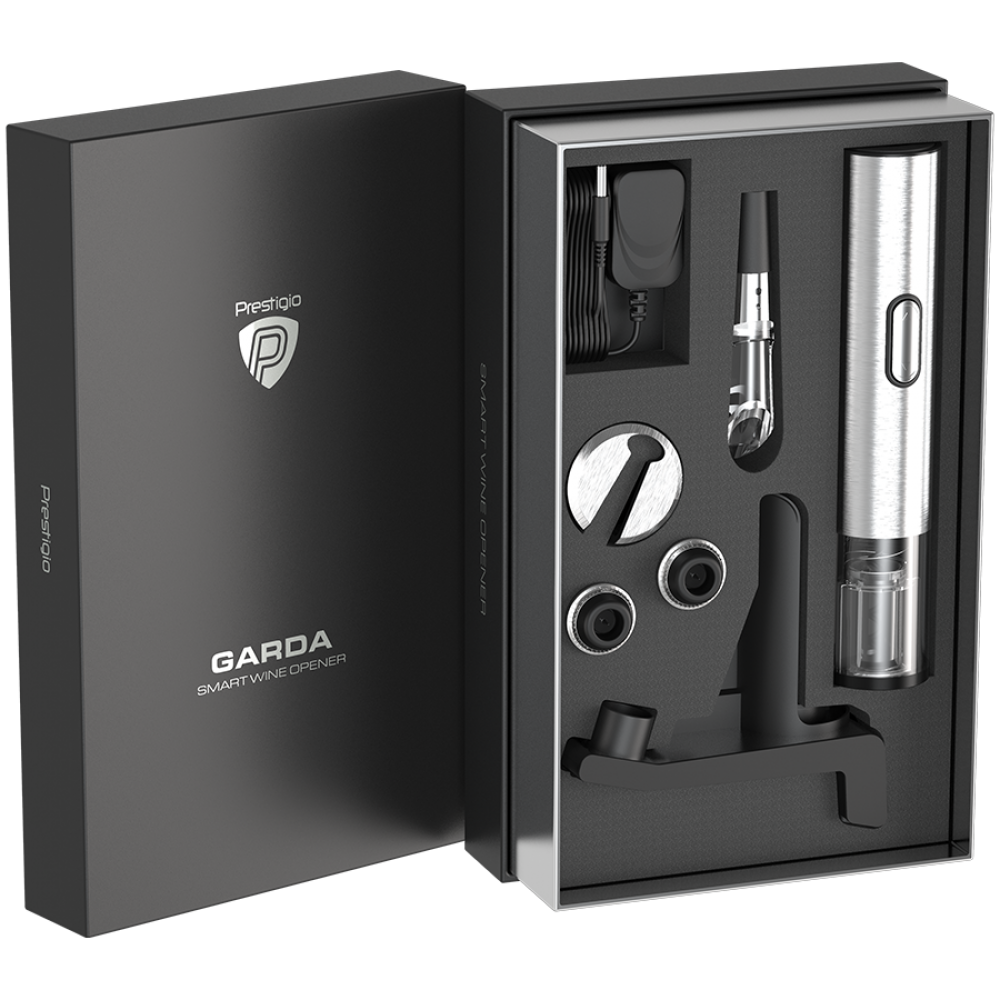 Elektrischer Weinkorkenzieher PRESTIGIO Garda, Silber