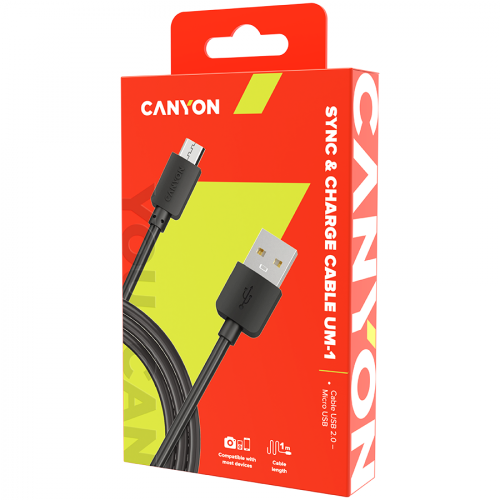 MicroUSB 5W 1m charging cable Canyon UM 1 black