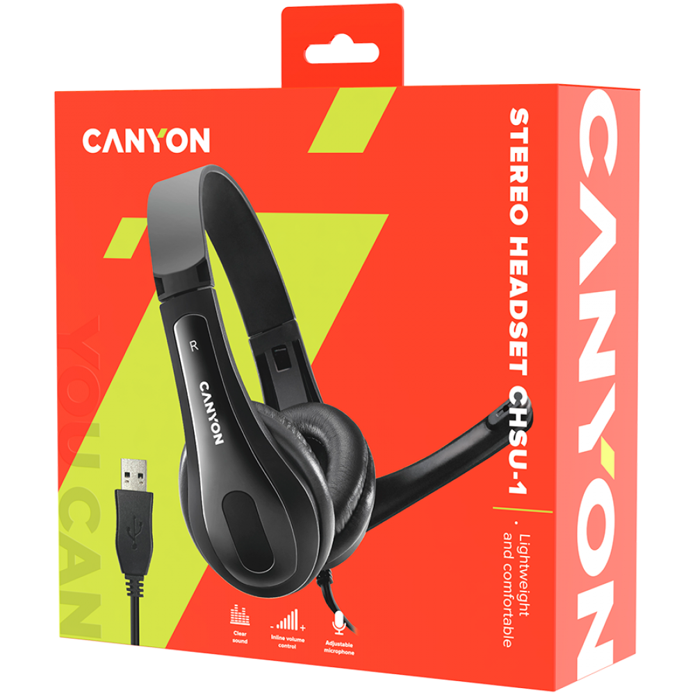 Headset with microphone 2 m for PC Canyon CHSC-1 black