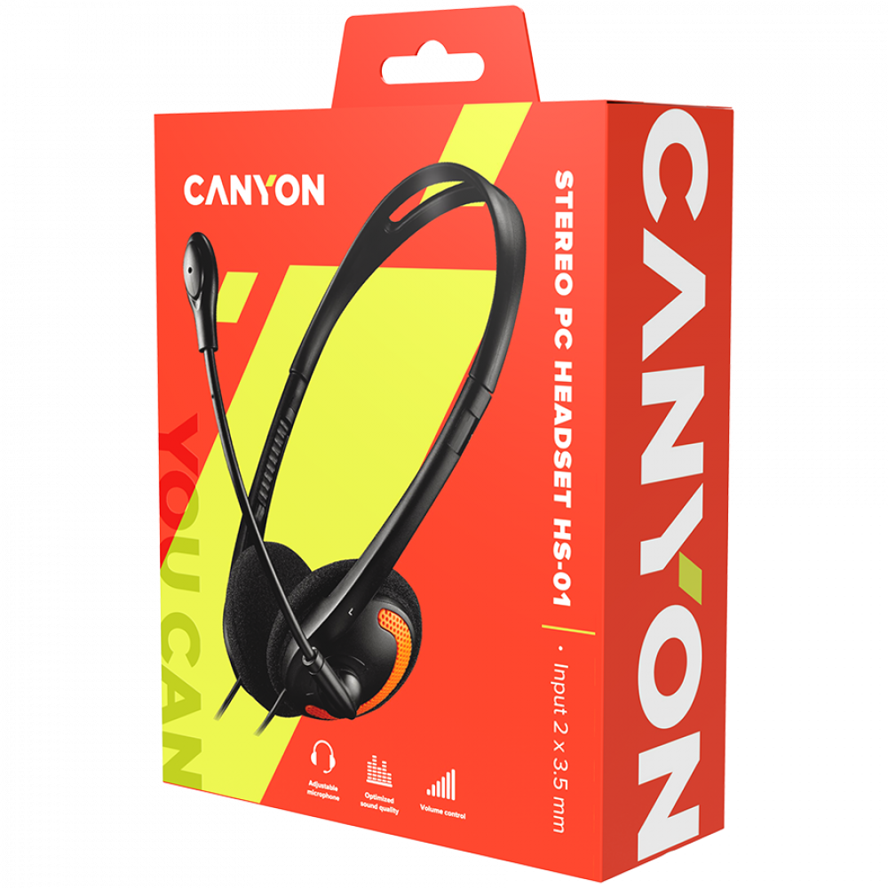 Kopfhörer mit Mikrofon 1,8 m für PC Canyon HS-01 schwarz