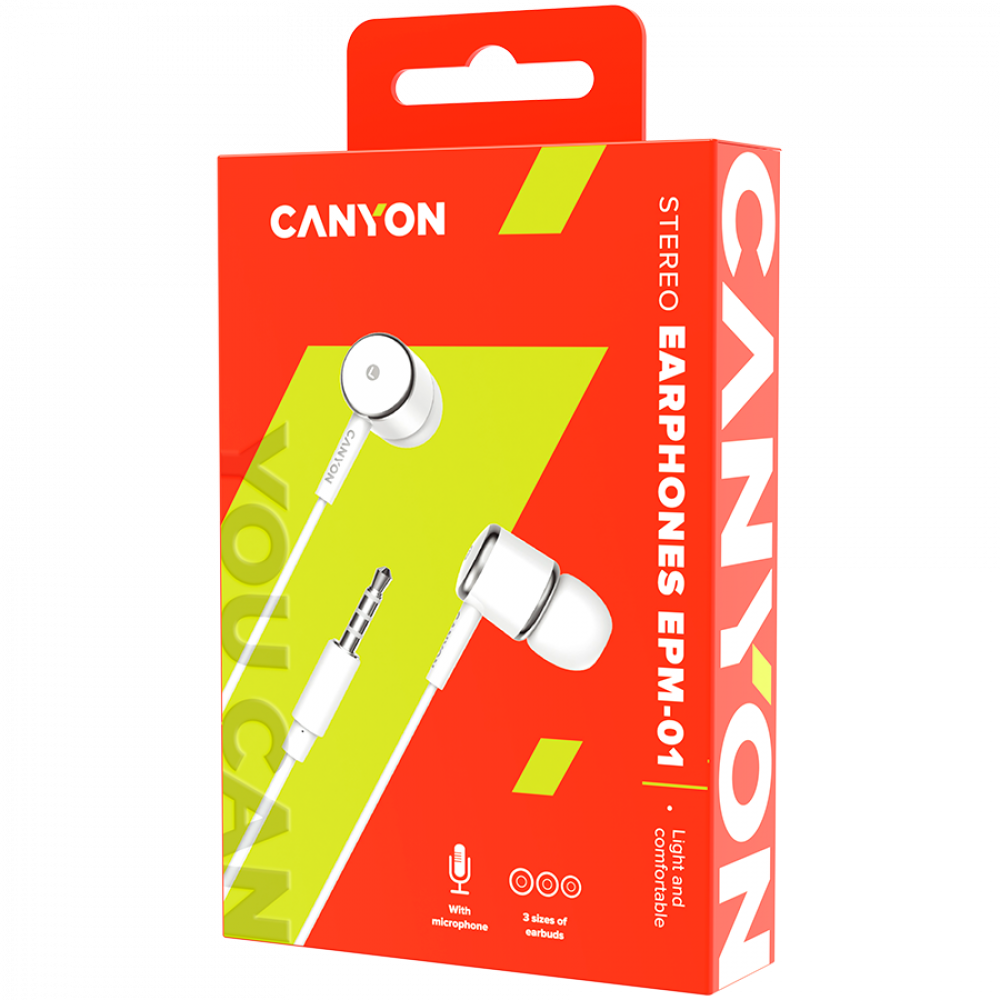 In-ear headphones with microphone 1.2 m Canyon EPM-01 white