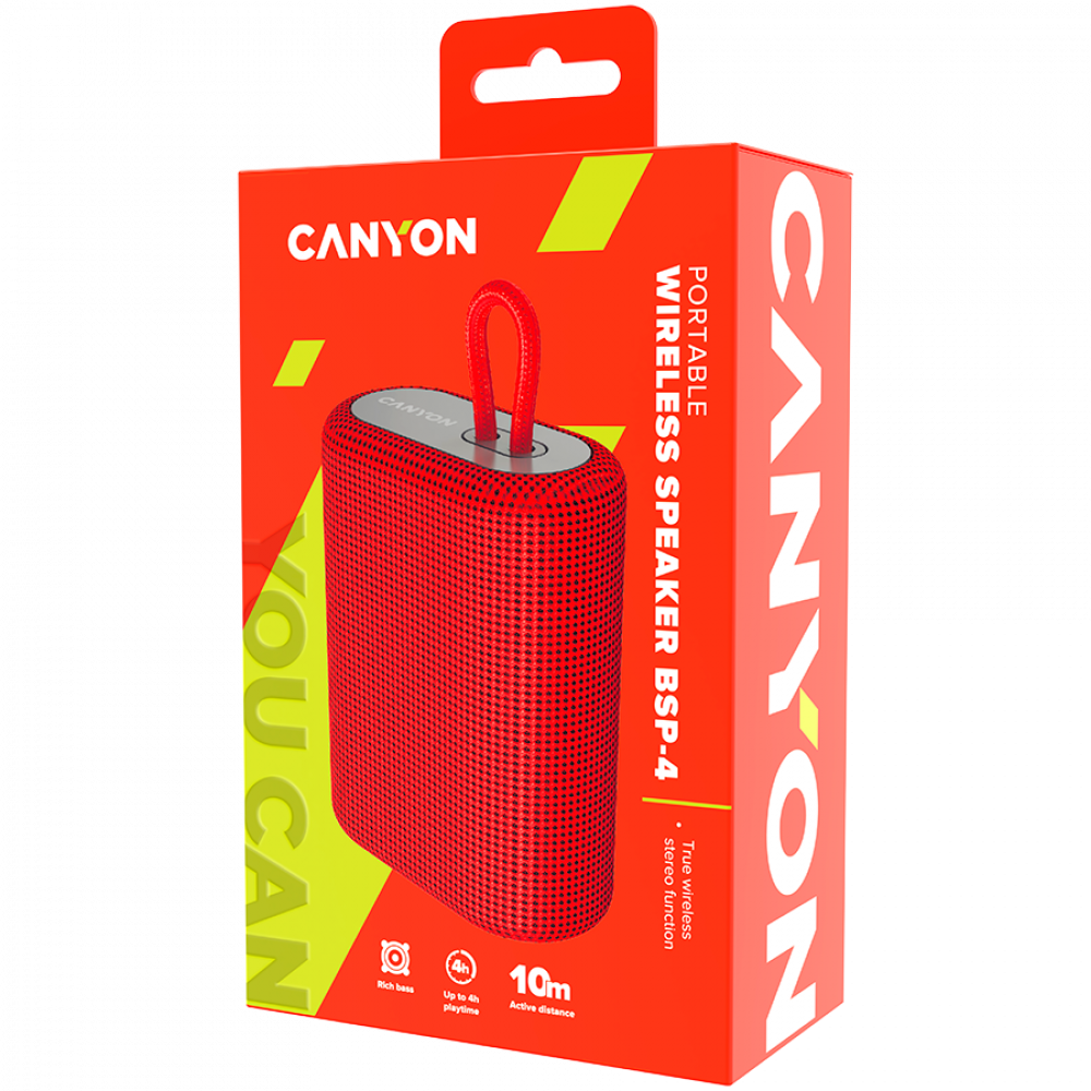 Bluetooth portable speaker 5W FM radio Canyon BSP-4 red