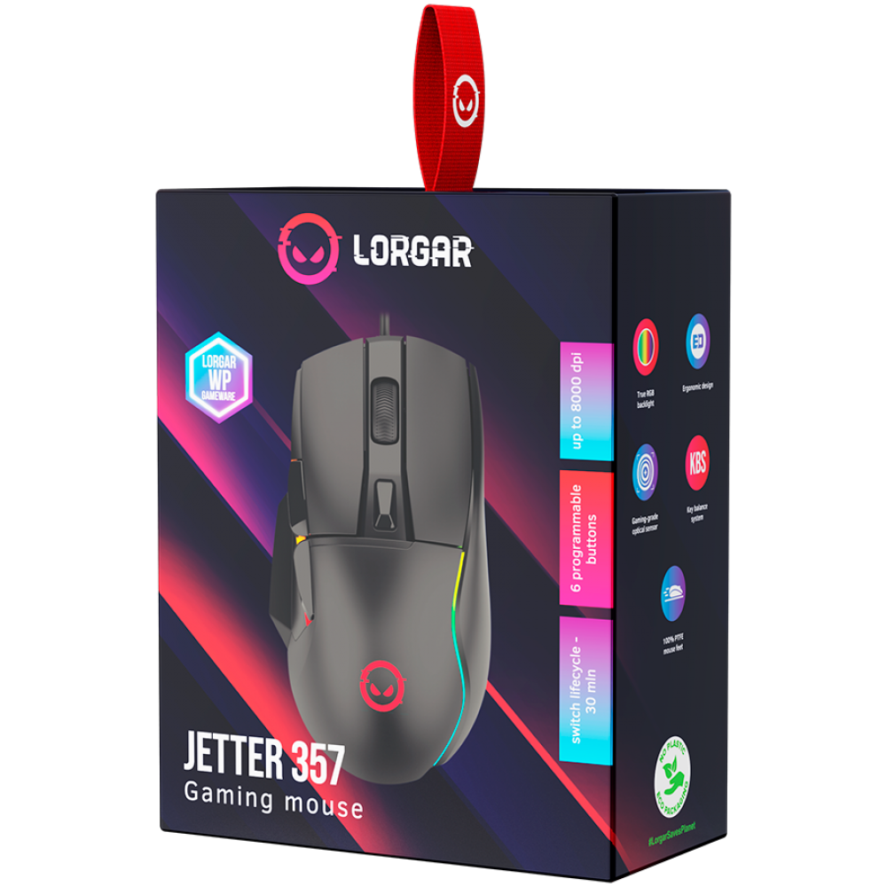 Gaming Mouse USB LED RGB Lorgar Jetter 357 Black