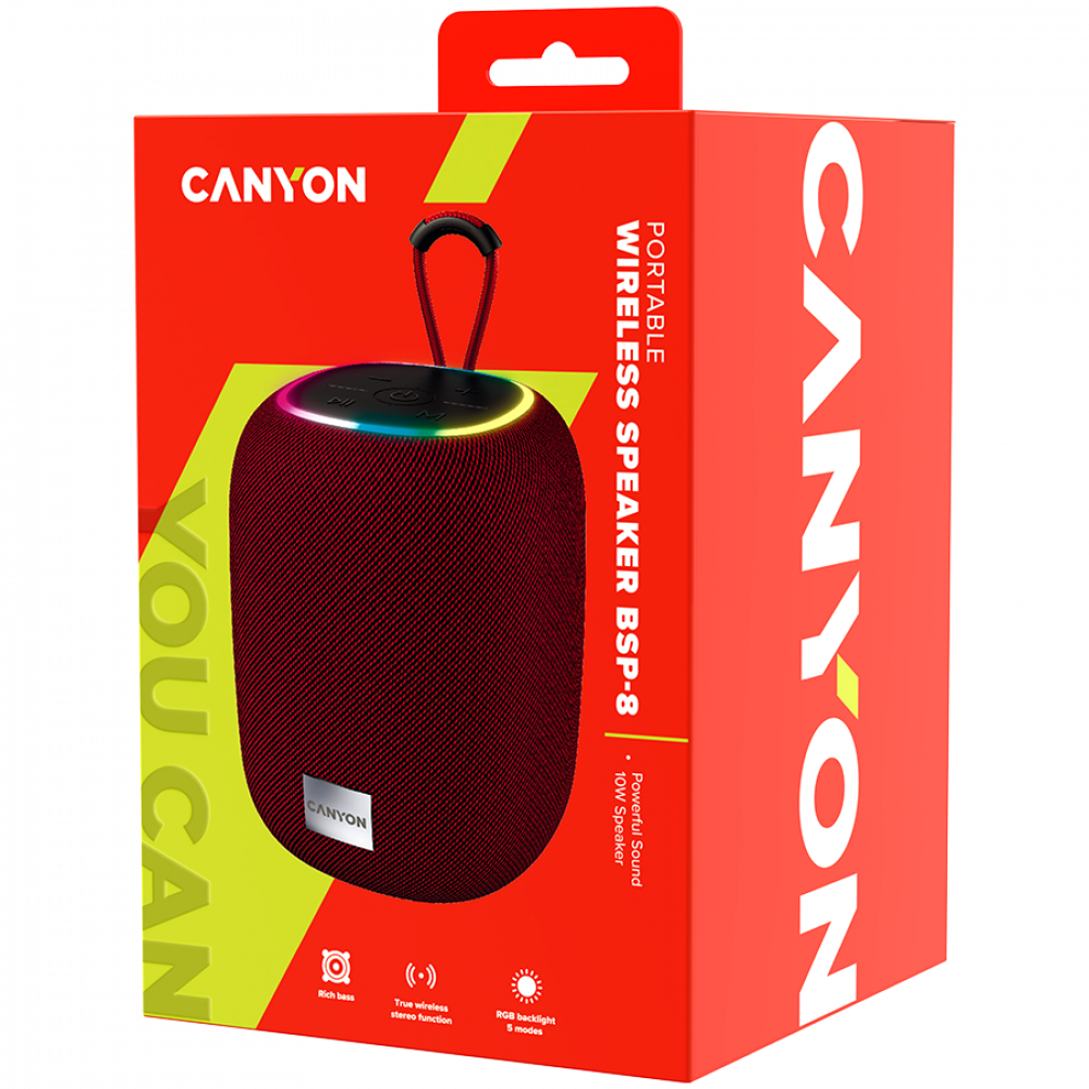 Bluetooth-Lautsprecher 10W tragbar Canyon BSP-8 rot