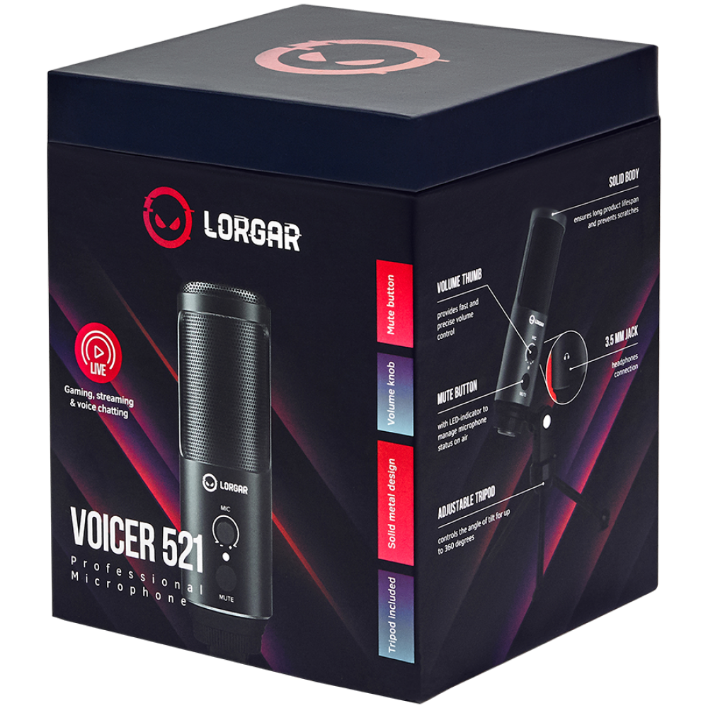 Lorgar Voicer 521 USB Gaming Microphone black