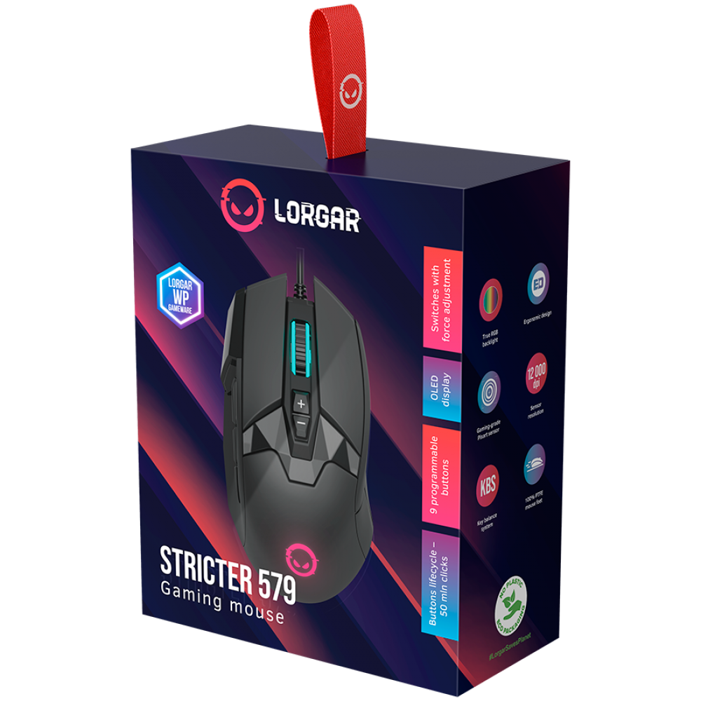 Gaming-Maus USB LED RGB Lorgar Stricter 579 schwarz