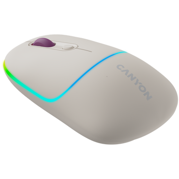 Mysz bezprzewodowa 2w1 RGB ergonomiczna Canyon MW-22 beżowa