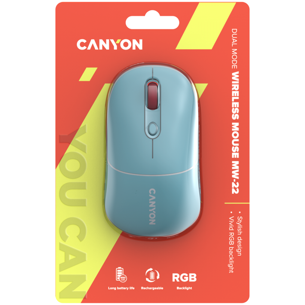 Canyon MW 22 RGB 2-in-1 Wireless Mouse, blue