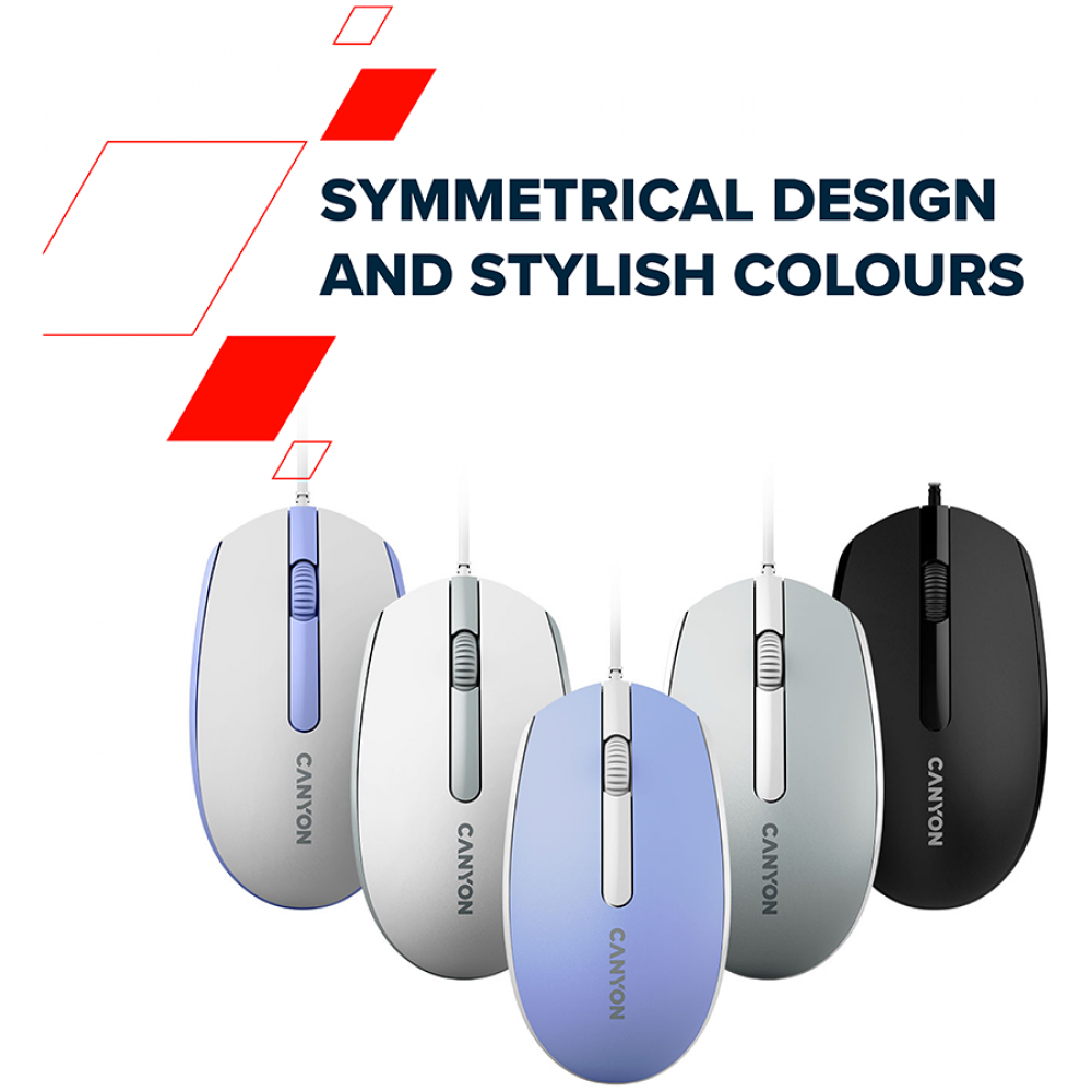 Mysz przewodowa ergonomiczna Canyon M-10 lawendowa