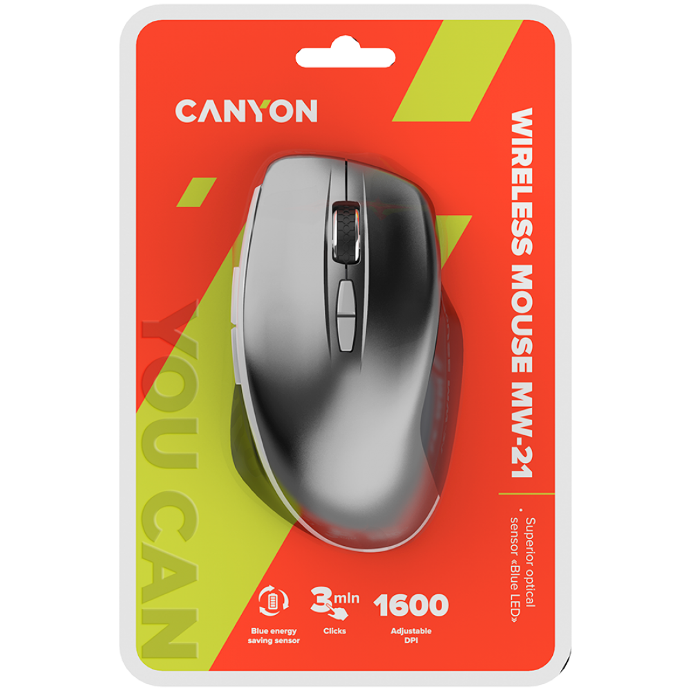 Canyon MW-21 2-in-1 Wireless LED Bluetooth Mouse, Grey