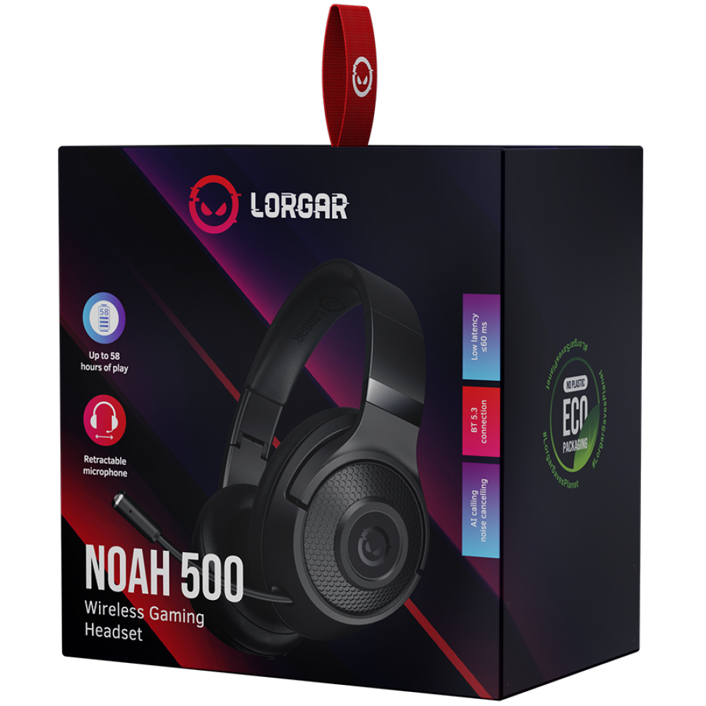 Lorgar Noah 500 kabellose Gaming-Kopfhörer, schwarz