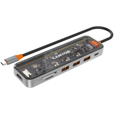 Canyon DS-13 Transparent Portable 7-in-1 USB-C 4K Hub