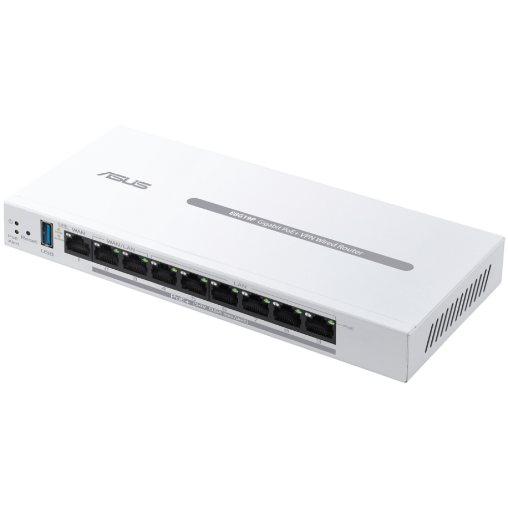 ASUS ExpertWiFi EBG19P Gigabit PoE+ Router, 9 Ports, 123W, 3 WAN