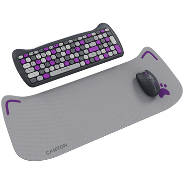 Tastatur-Maus-Set mit Katzenmotiv und Mauspad Canyon HSET W6 grau