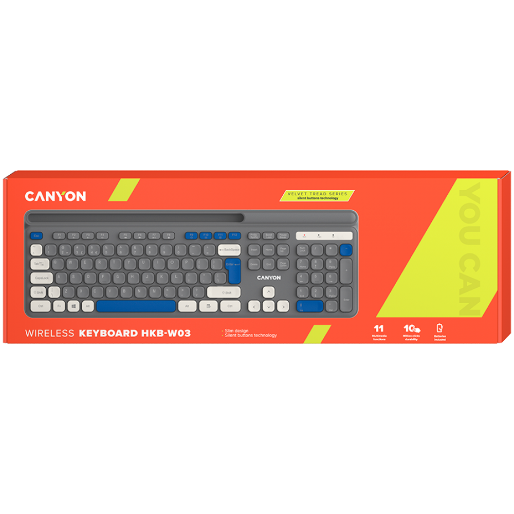 Kabellose Tastatur HKB-W03 ergonomisch Canyon HKB-W03 grau