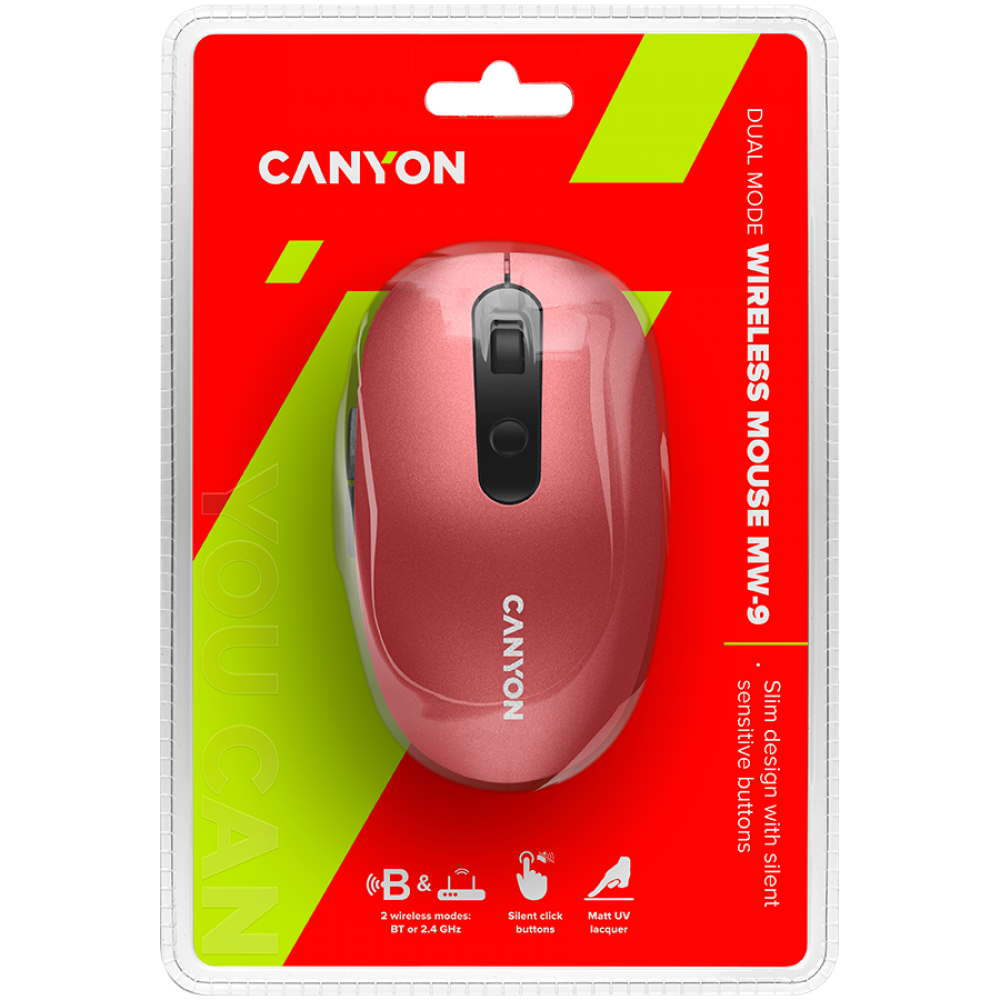 Canyon MW 9 Ergonomic Wireless Mouse Red Dual-Mode