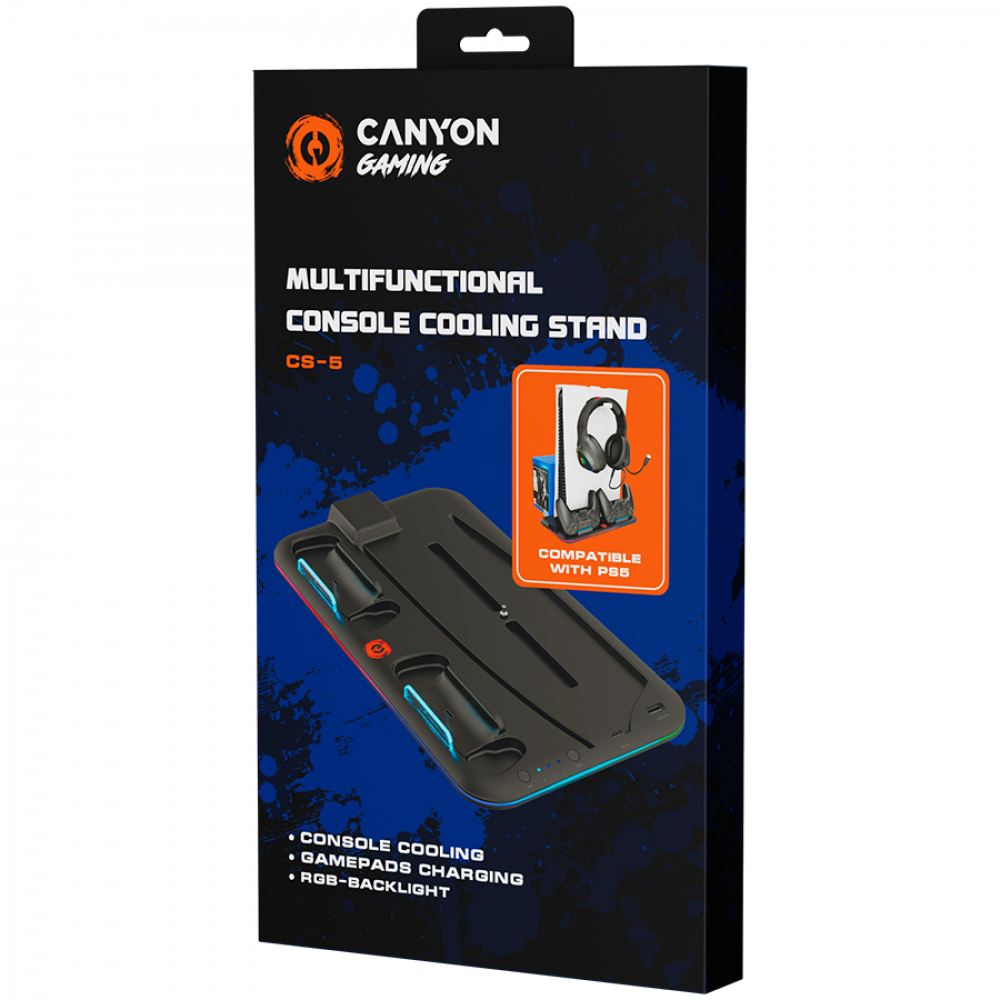 PS5-Ständer mit RGB, Lade- und Kühlfunktion Canyon CS-5 schwarz