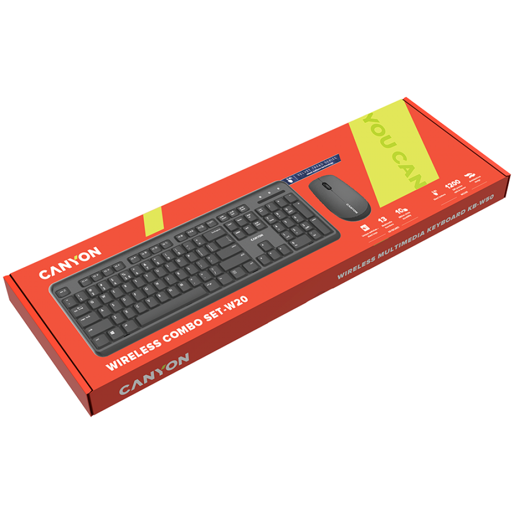 Kabellose Tastatur-Maus-Set Canyon SET-W20 schwarz