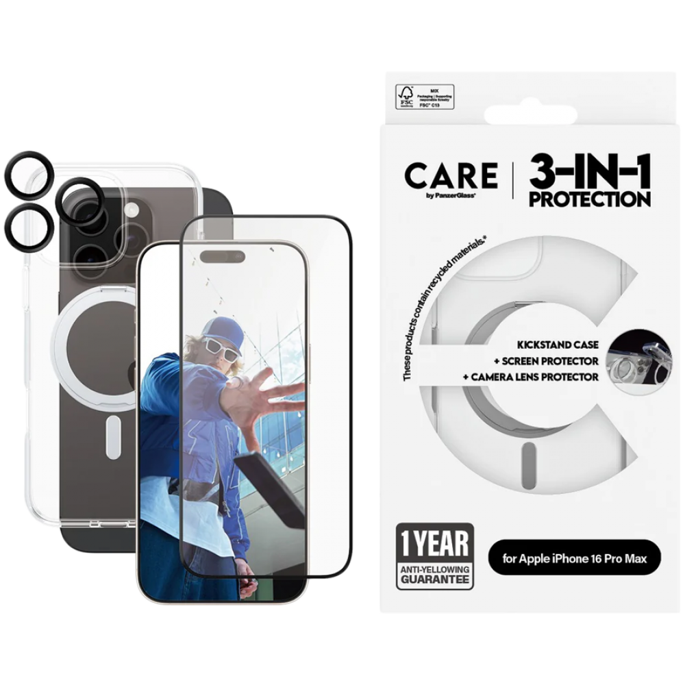 3-in-1 Ceramic Bundle Hülle für iPhone 16 Pro Max, transparent