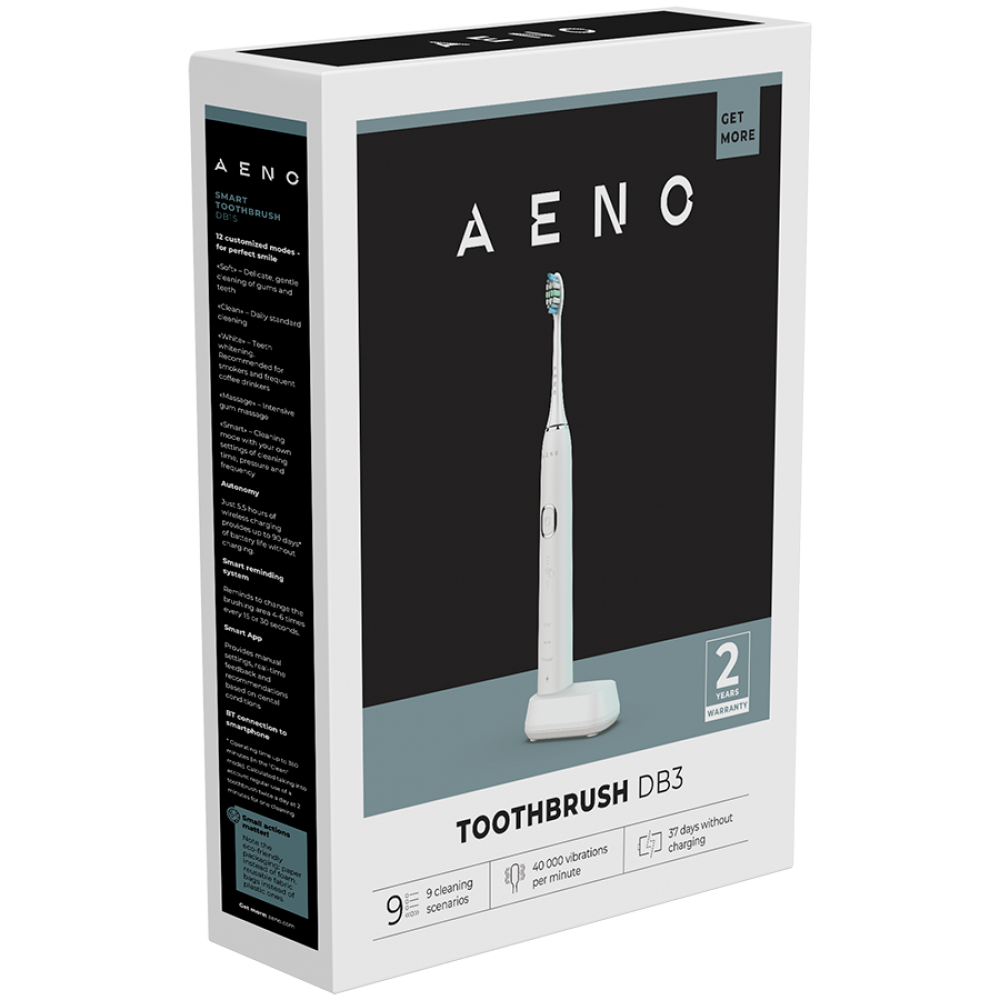 Aeno DB3 Schallzahnbürste, 46000 U/min, 9 Modi, IPX7, weiß