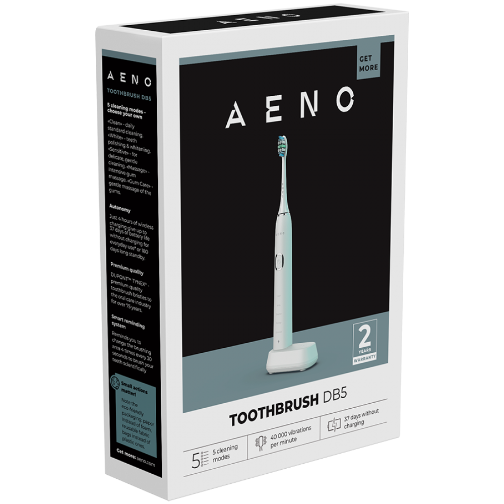 Aeno DB5 Schallzahnbürste 46000 U/min 5 Modi IPX7 weiß