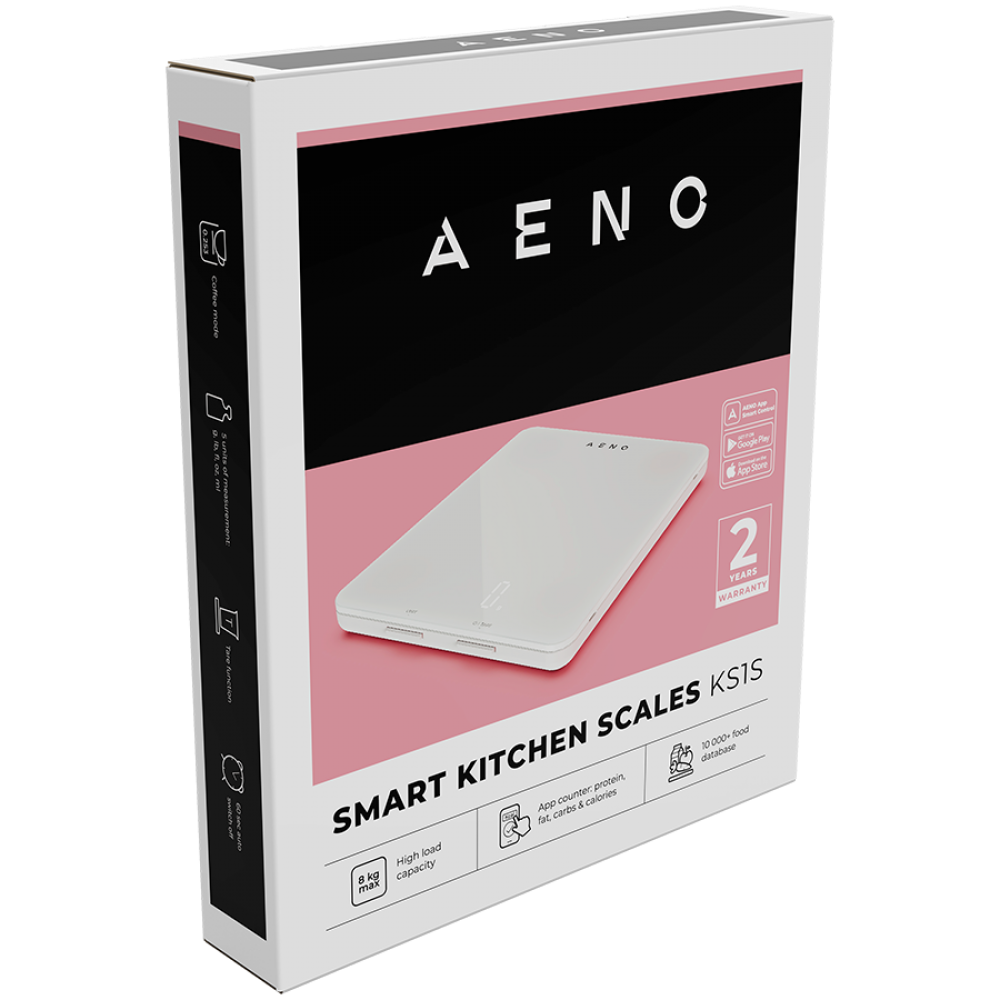 Smart Bluetooth Kitchen Scale 5 kg Aeno KS1S plastic, glass