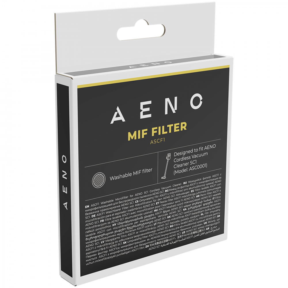 Abwaschbarer MIF-Filter für Aeno ASCF1 Staubsauger, 1 Stk., Schwarz