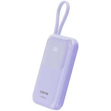 Power bank 10000 mAh PD 22.5W with cable Canyon OnPower 101 purple
