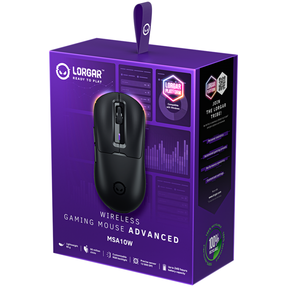 Lorgar MSA10W Wireless Gaming Mouse, black