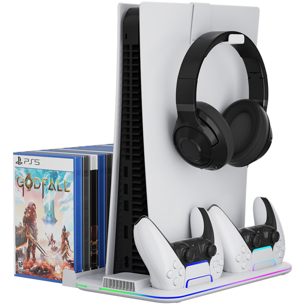 Podstawka chłodząca RGB do PS5 Slim 2w1 Canyon CS-51 biała