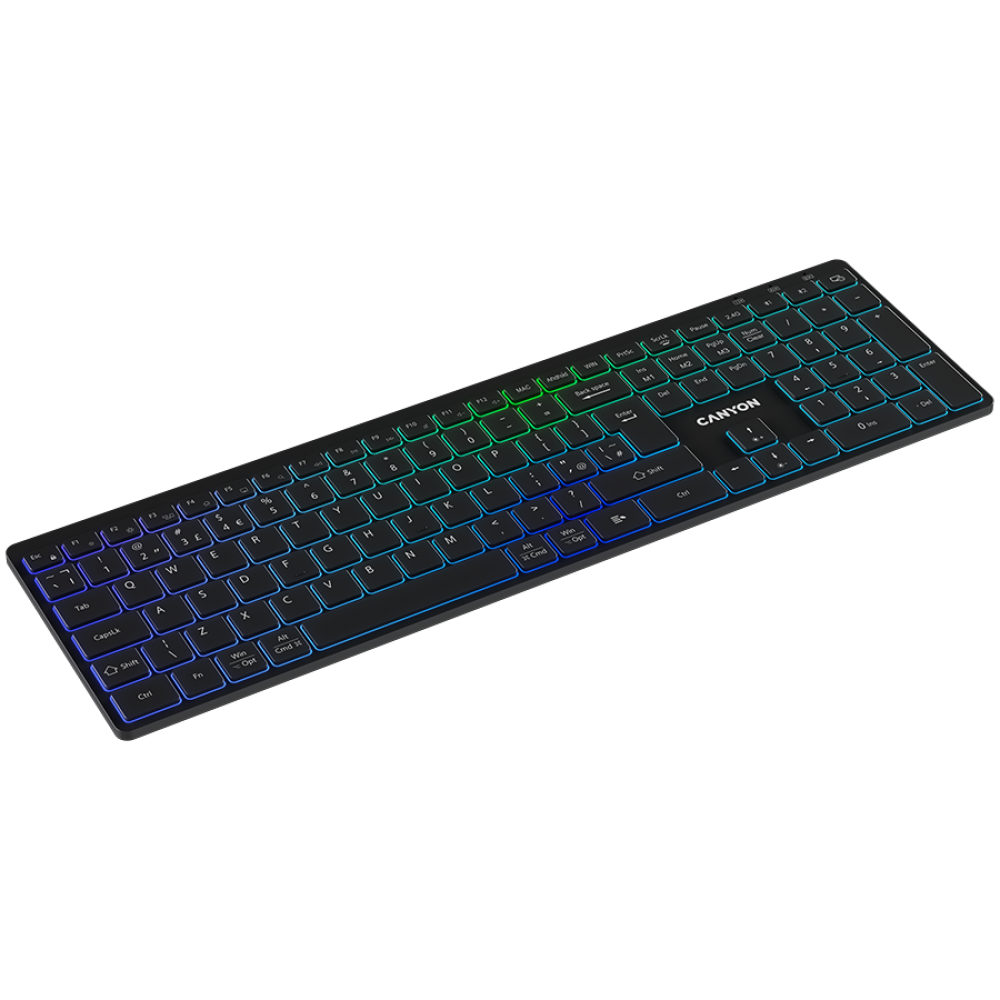 Kabellose RGB-Tastatur Canyon HKB W11 schwarz, zwei Modi