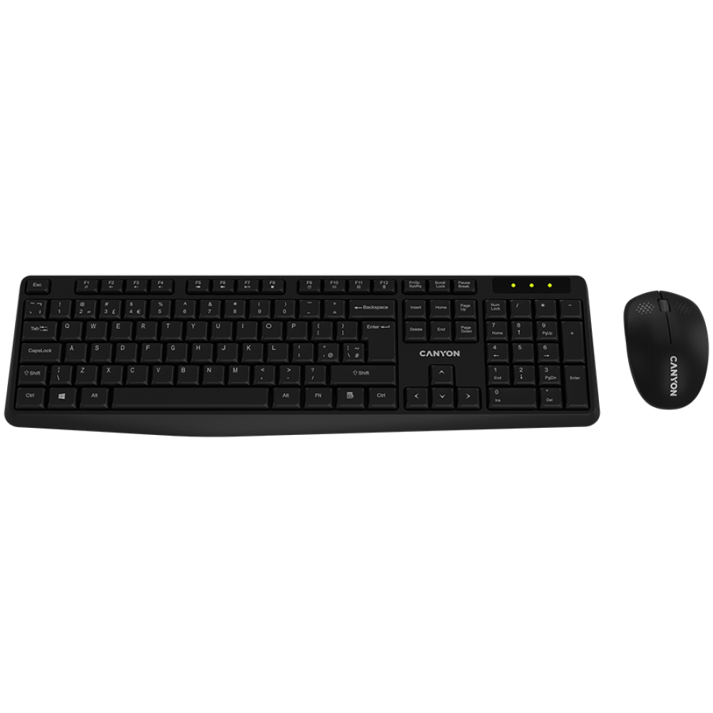 Canyon SET W01 Wireless Keyboard and Mouse, Black
