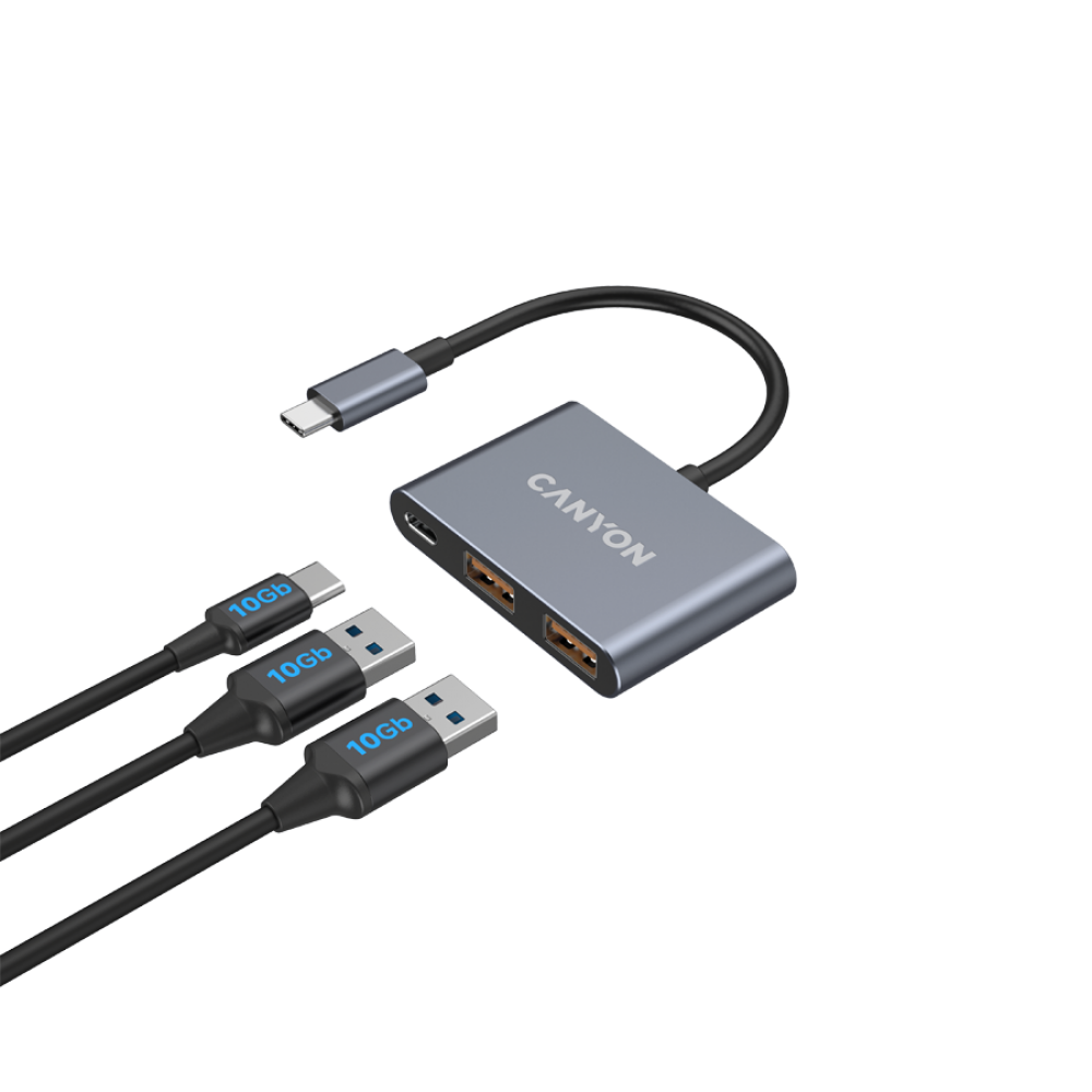 Canyon DS-3 Dark Grey 3-in-1 USB-C Portable Hub