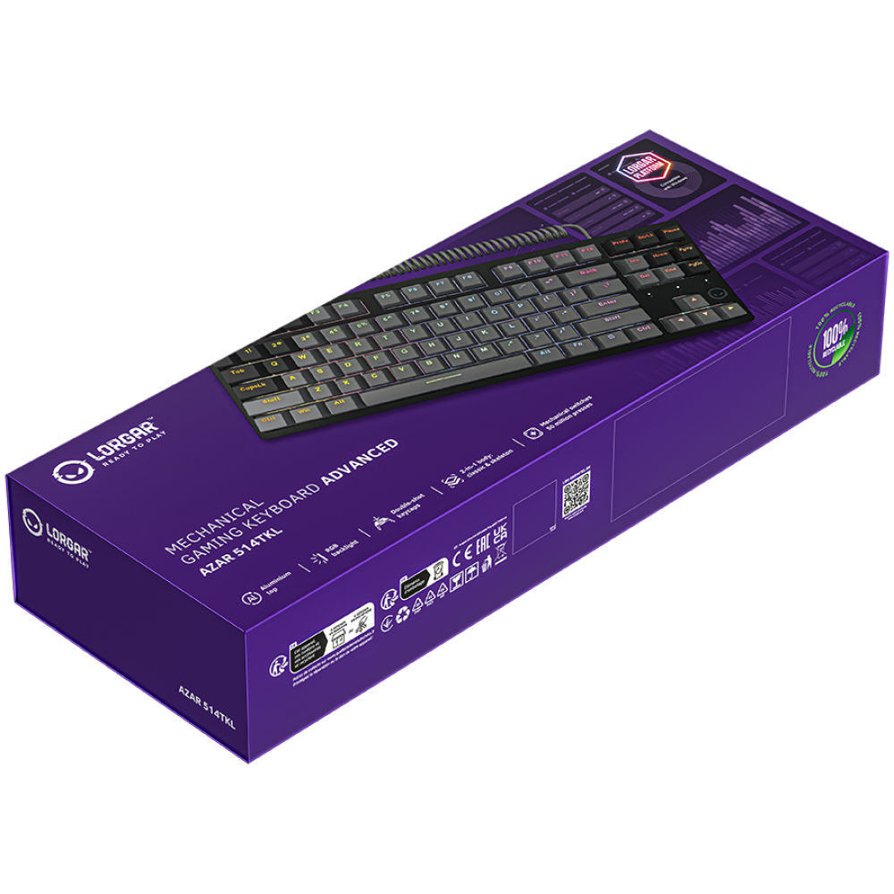 Klawiatura gamingowa mechaniczna RGB Lorgar Azar 514 czarna