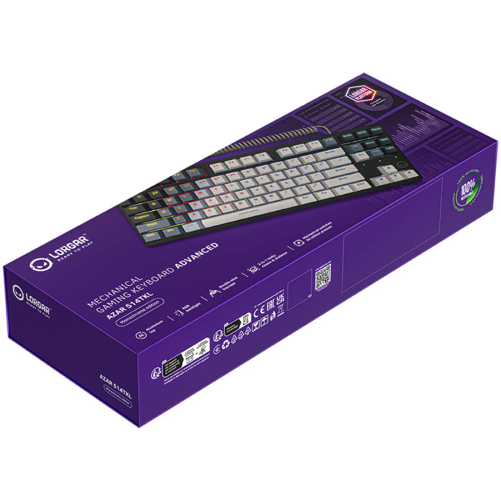 Lorgar Azar 514 White Wired RGB Mechanical Keyboard