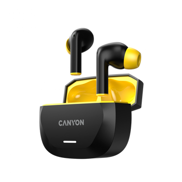 TWS In-Ear-Kopfhörer mit ANC und ENC, 7h Wiedergabezeit, Canyon Hexagon 7 schwarz-gelb