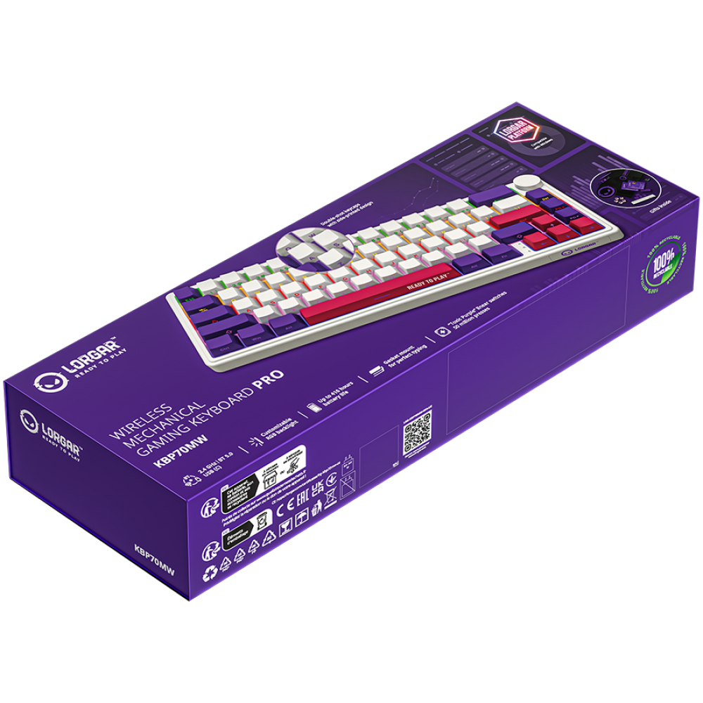 Lorgar Pro 65% Mechanical Wireless Gaming Keyboard White