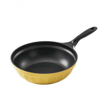 Buydeem CP102 30 cm Non-Stick Aluminium Frying Pan with Lid, Yellow
