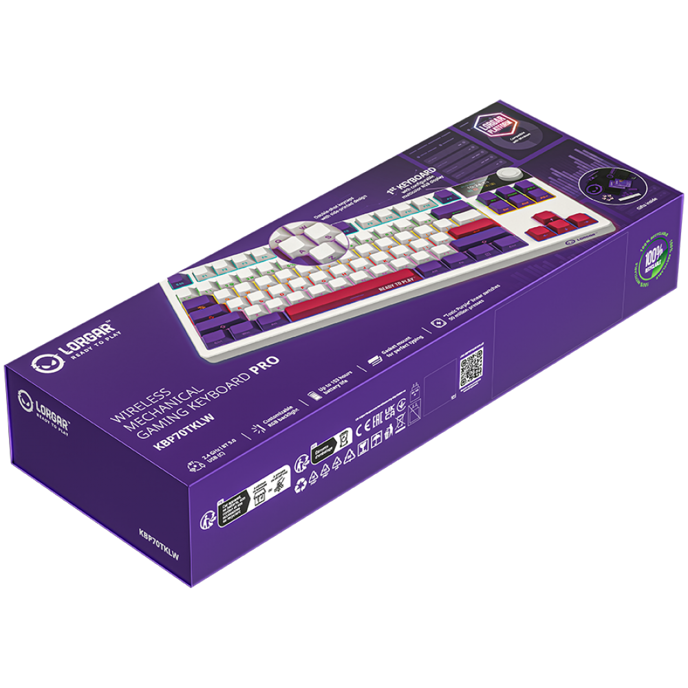 Kabellose mechanische TKL-Gaming-Tastatur Lorgar Pro weiß