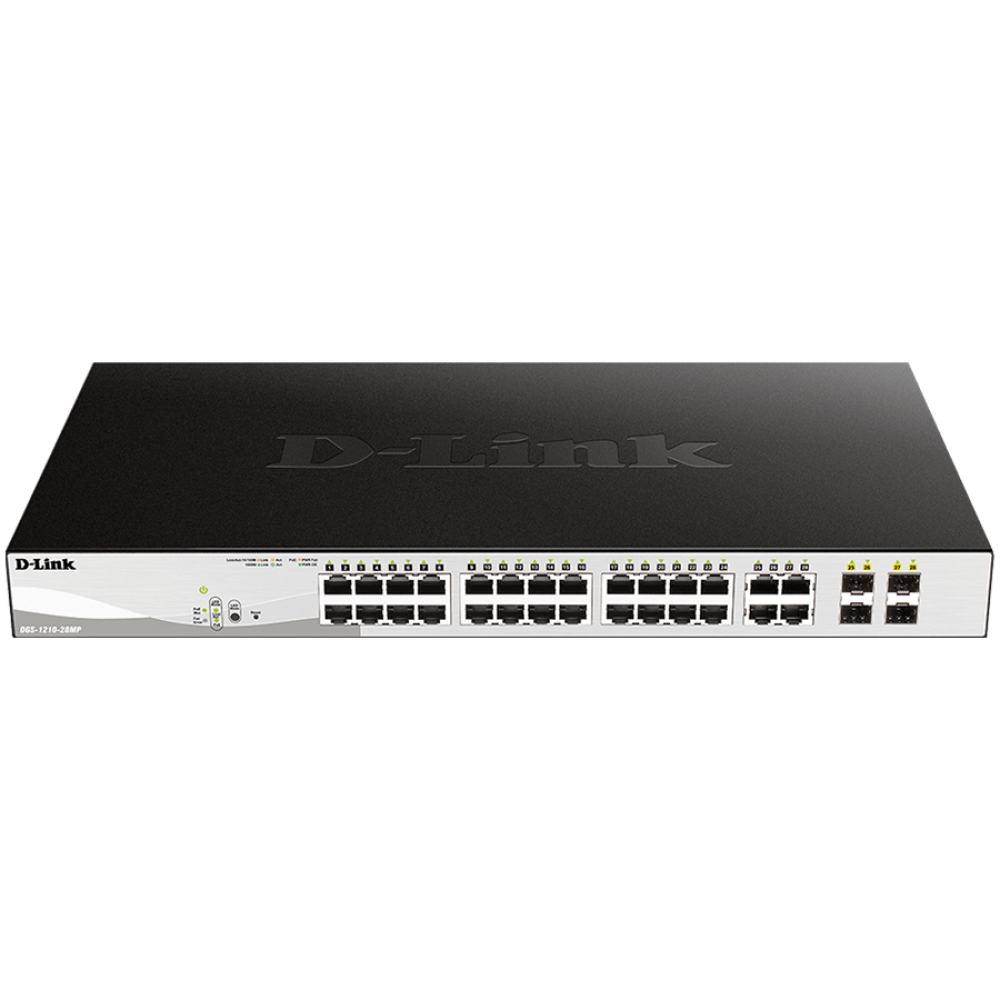 D-LINK 28-Port Gigabit PoE+ Switch with 4 SFP Ports, Black