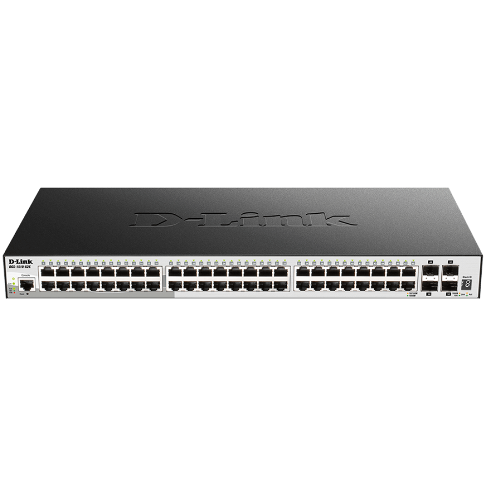 D-LINK Switch, 52-Port, Gigabit, stapelbar, Schwarz