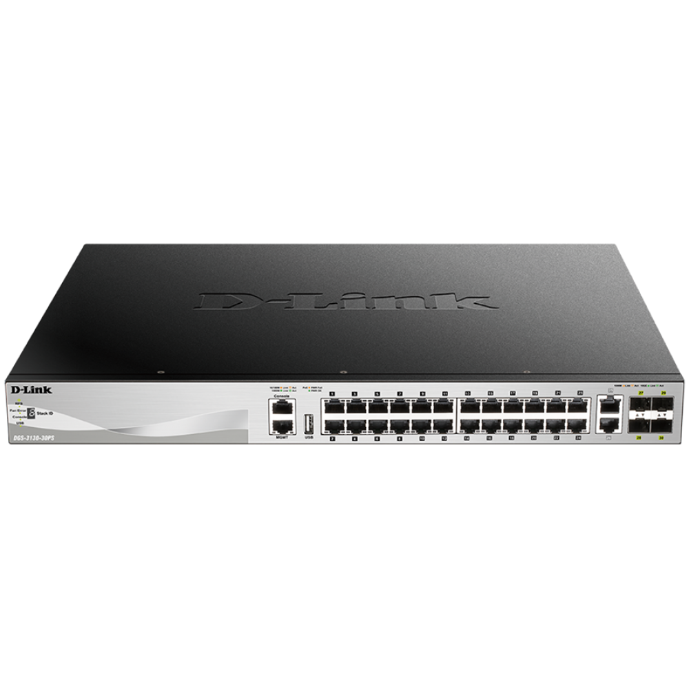 Przełącznik zarządzany D LINK 24 portowy Gigabit Layer 3 SFP czarny