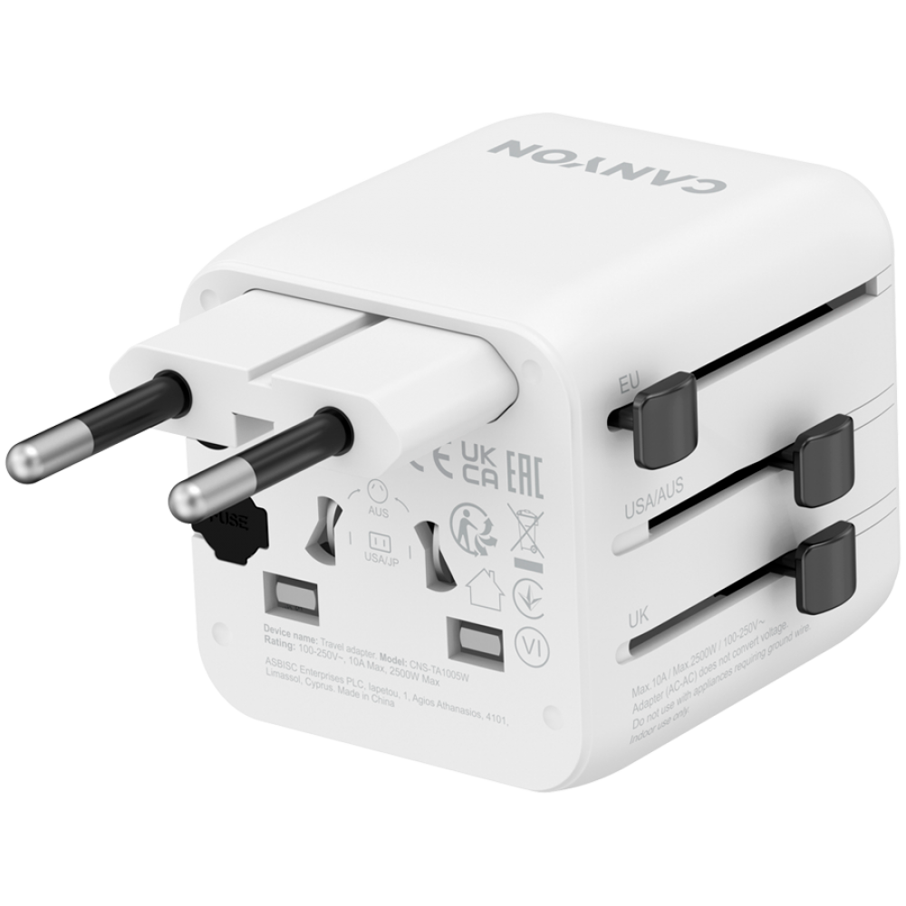 Canyon OnTour One EU/UK/US/AUS Travel Adapter, white