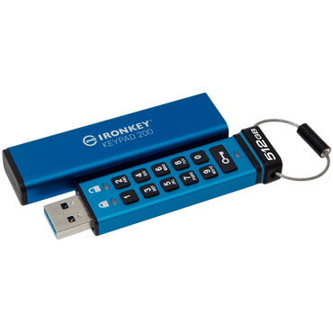 USB-Stick 256 GB mit PIN-Funktion KINGSTON IronKey Keypad 200 blau