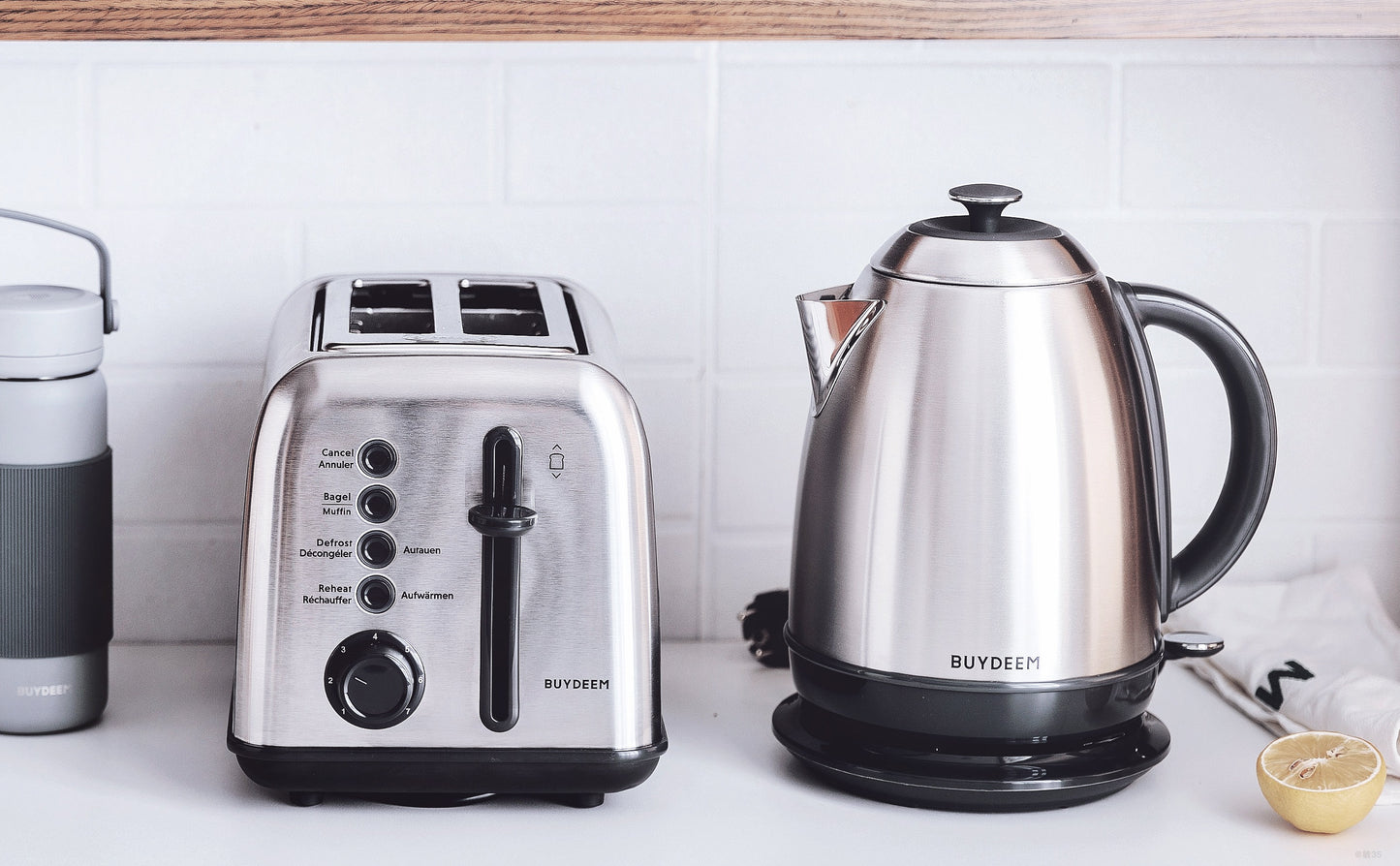 Buydeem K640 1.7L 2400W Retro Stainless Steel Electric Kettle