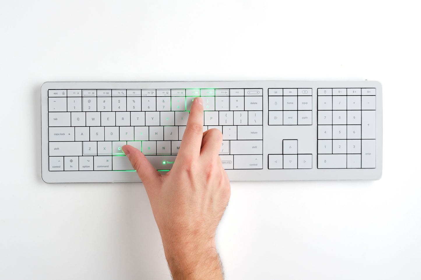 CLEVETURA CLVX 1 RGB Touch-Tastatur MacOS Windows Linux Weiß