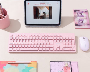 Canyon HKB-W01 2.4GHz Silent Wireless Keyboard for Work, Pink