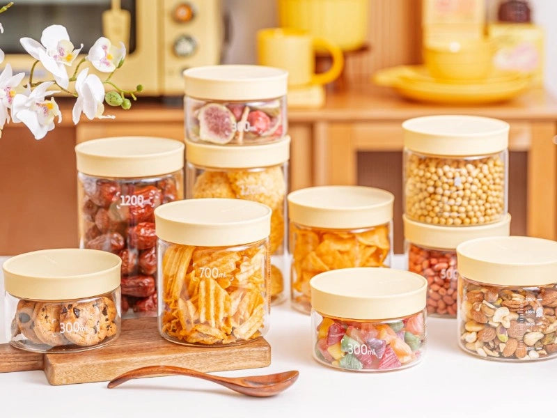 Buydeem CS1014 Yellow 700 ml Glass Jars, 2 pcs.