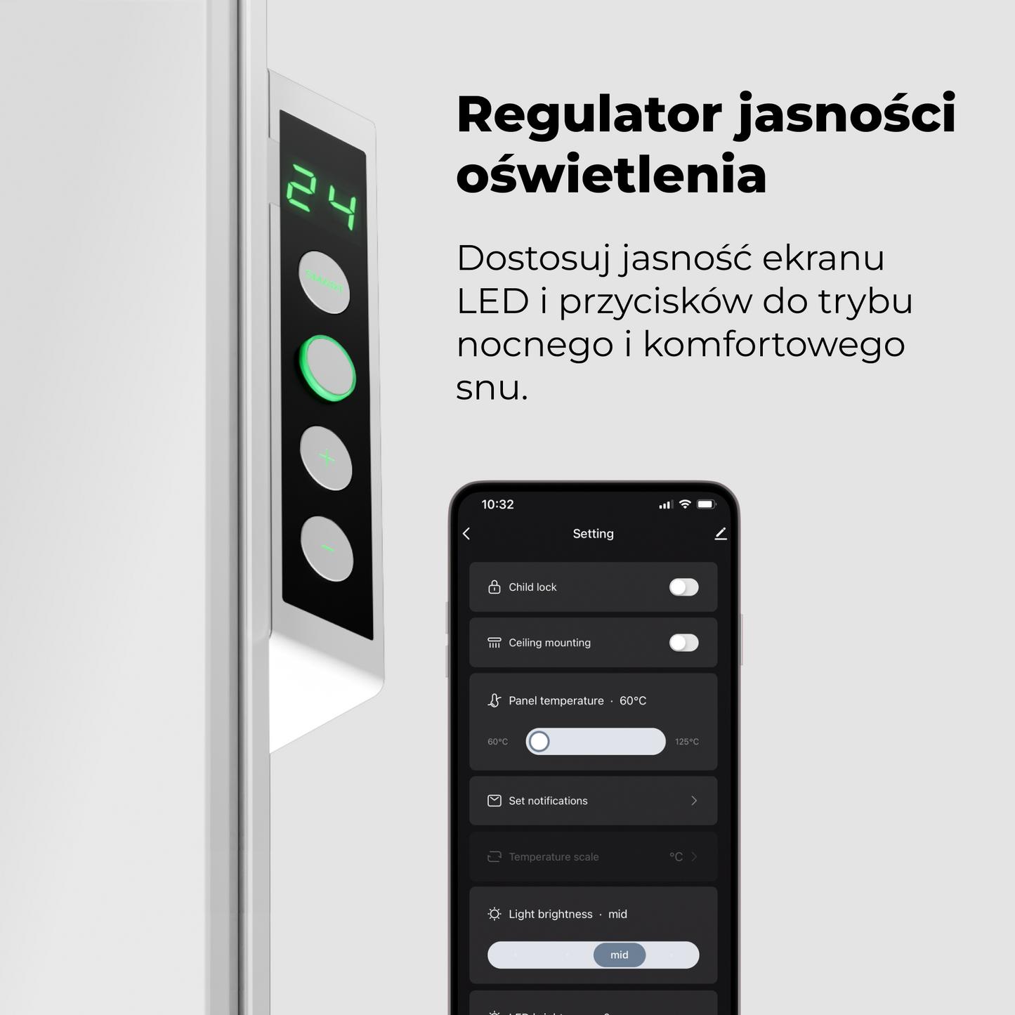 Elektrische Glasheizung Slim 1 cm Infrarot 700W Aeno Smart weiß